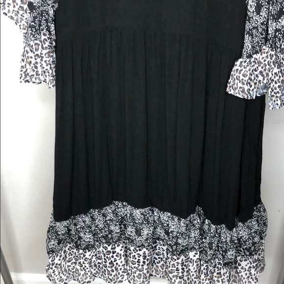 Leopard trim black dress - Picture 8 of 10